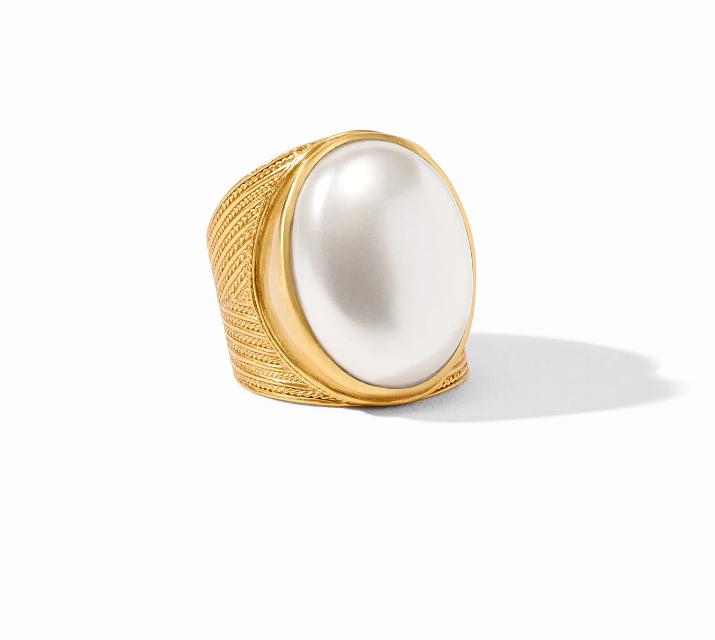 Verona Statement Ring Gold Pearl - Size 7 Rings Julie Vos   