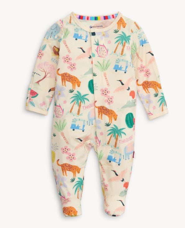 Wanderlust Wildlife Modal Footie Baby Sleepwear Magnetic Me