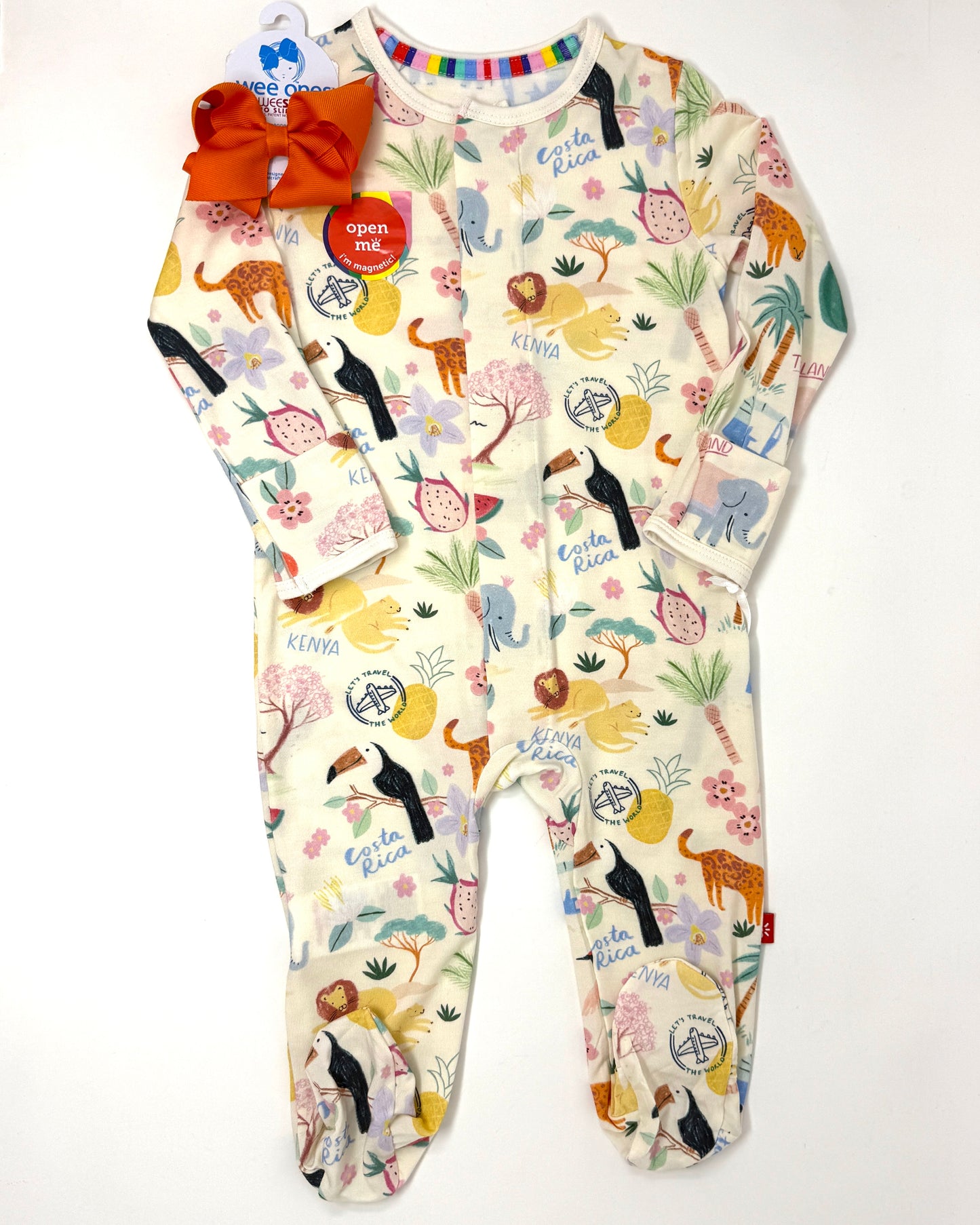 Wanderlust Wildlife Modal Footie Baby Sleepwear Magnetic Me