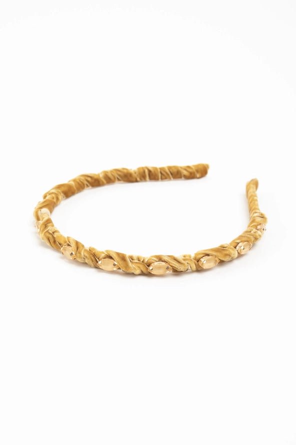 Dakota Skinny Velvet Headband - Tan Hair Accessories Violet & Brooks