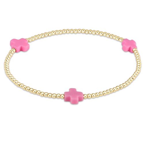 egirl Signature Cross 3mm Bead Bracelet - Bright Pink Bracelets enewton