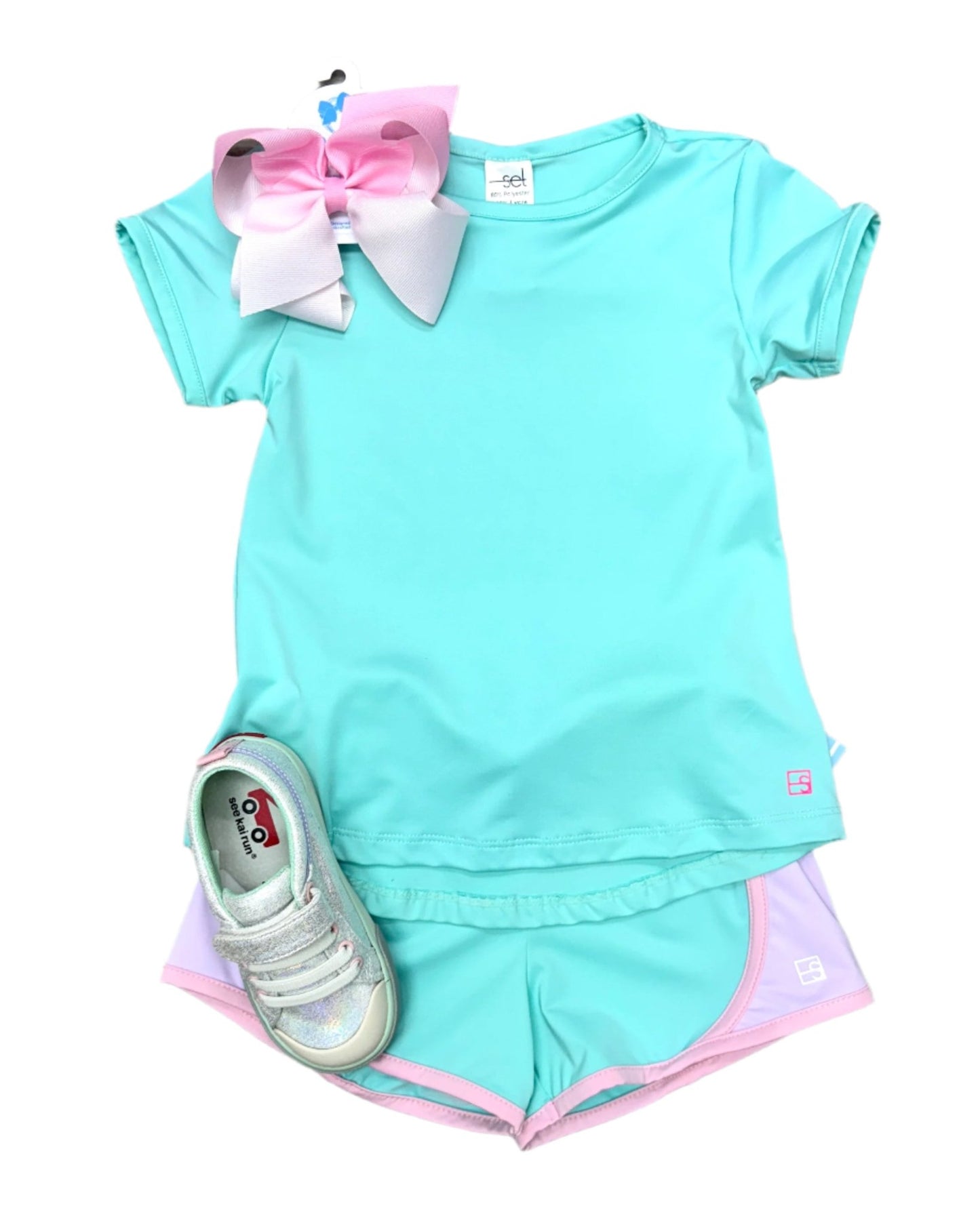 Bridget Basic Tee - Totally Turquoise Girls Tops + Tees Set Athleisure