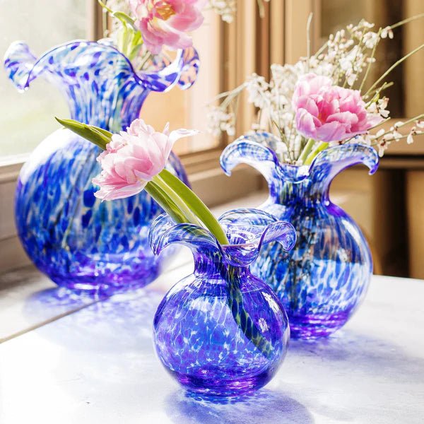 Hibiscus Glass Cobalt Tortoiseshell Bud Vase Kitchen + Entertaining Vietri
