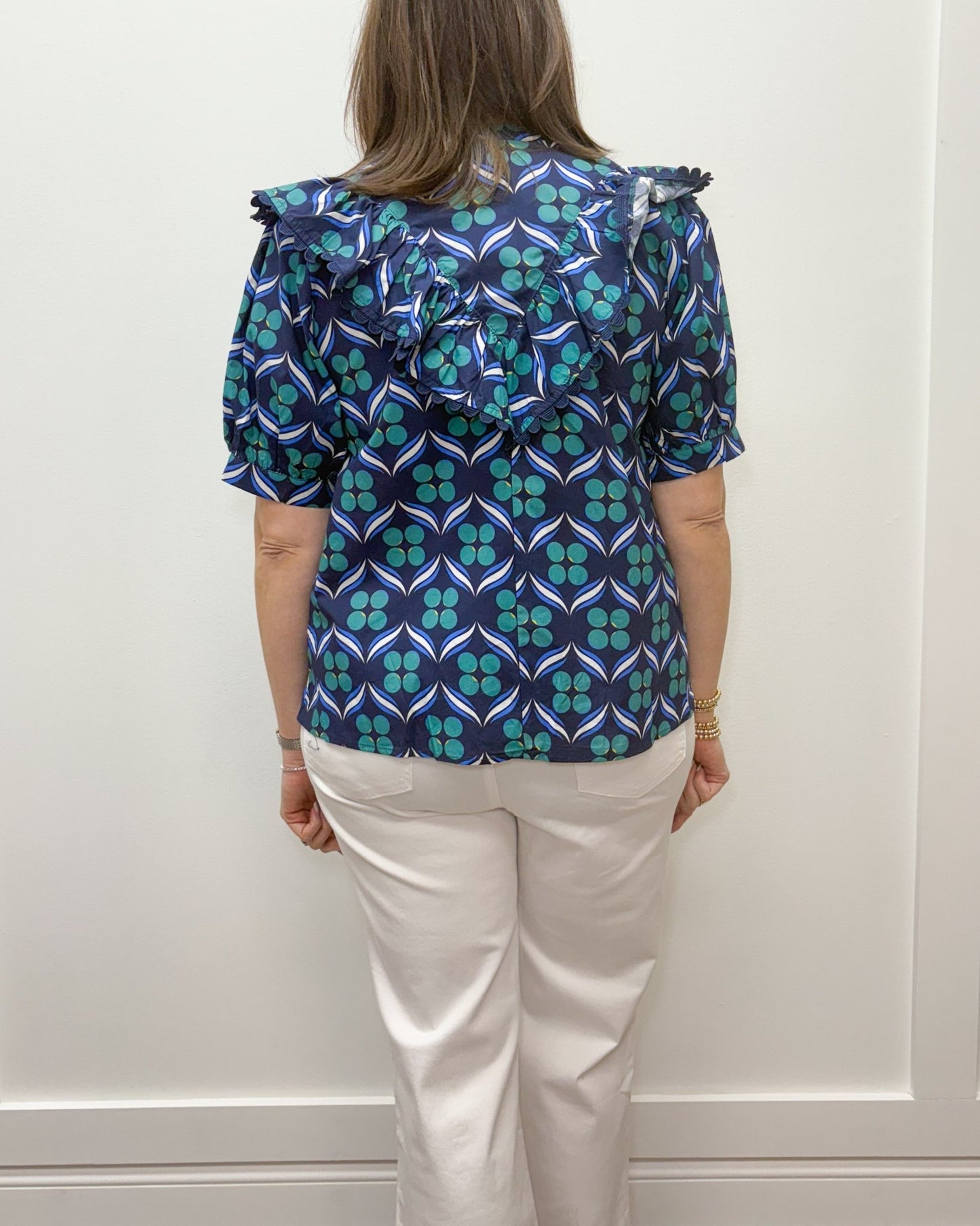 Mallory Top - Navy w/ Scalloped Trim Tops Entro