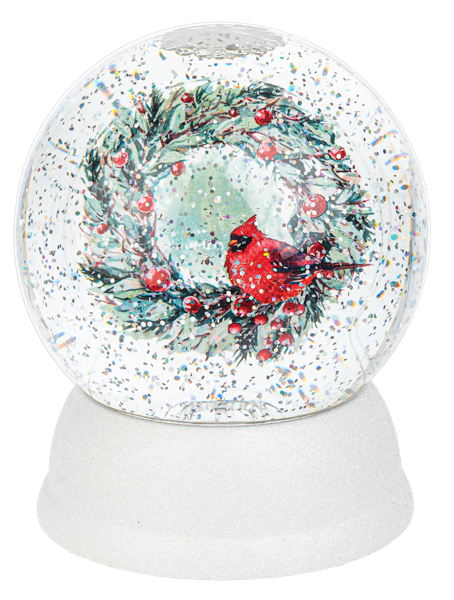 LED Light Up Cardinal in Wreath Shimmer Globe Home Decor Midwest-CBK   