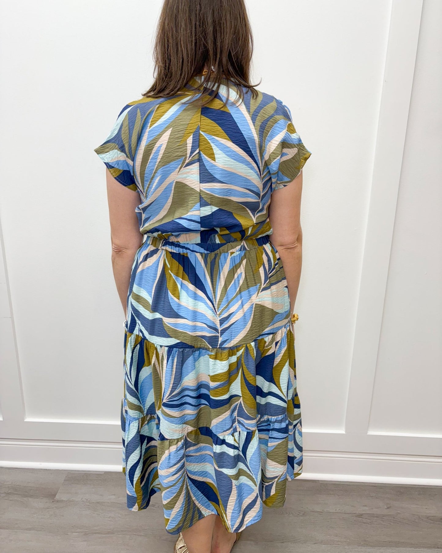 S/S V-Neck Tiered Dress - Loden Long Dresses Tribal