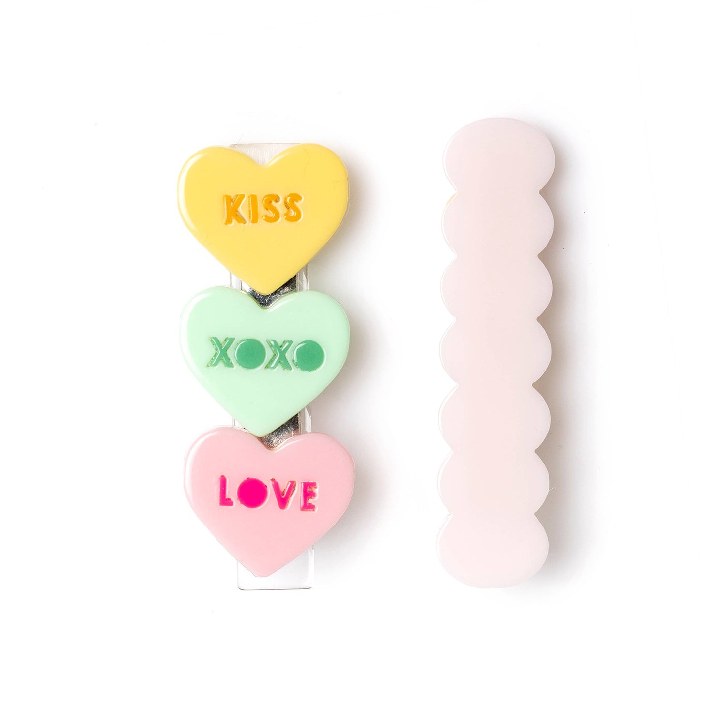 Multi Candy Heart Pastel Shades Alligator Clips Kids Hair Accessories Lilies & Roses