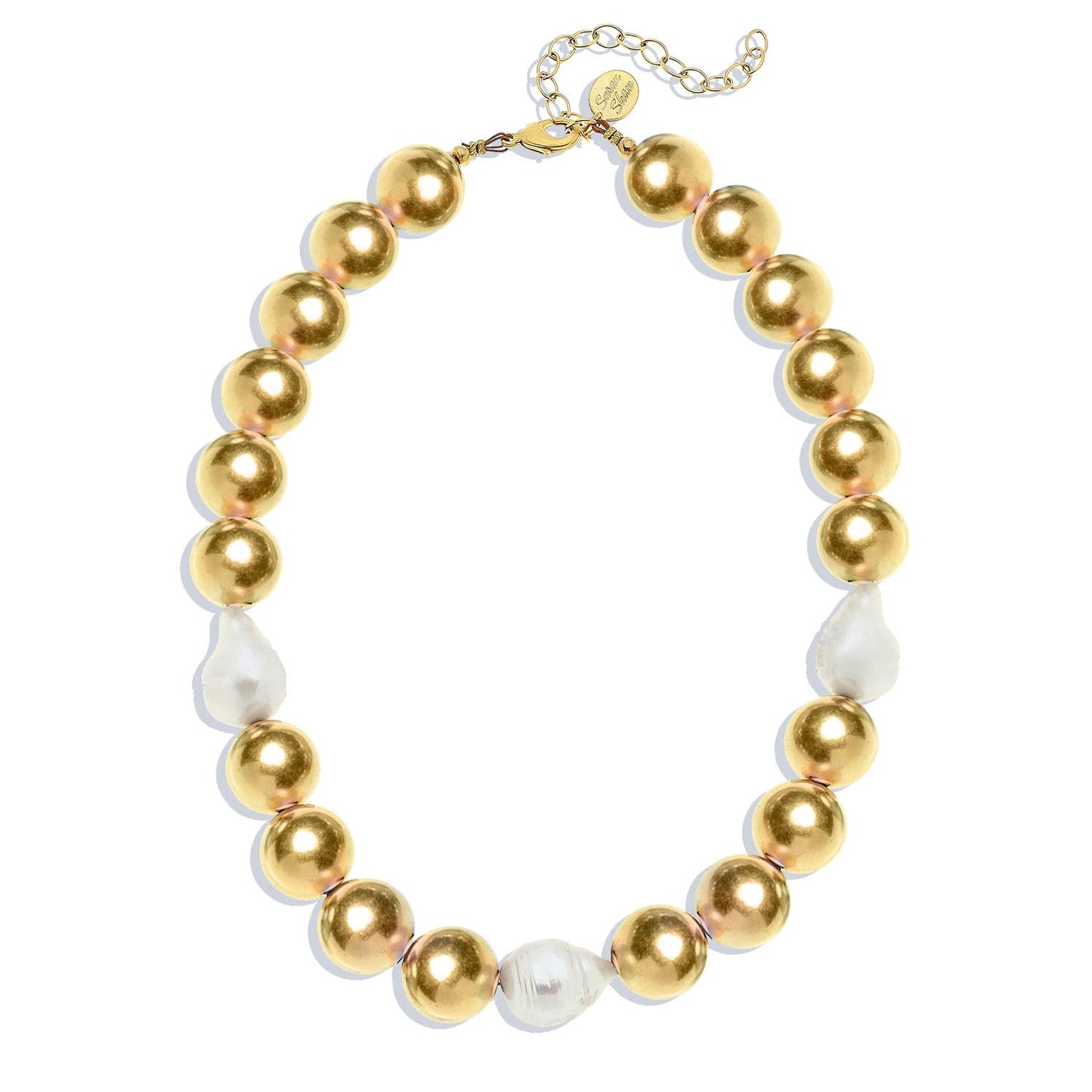 Gold Plated Ball & Baroque Pearl Choker Women's Jewelry Susan Shaw