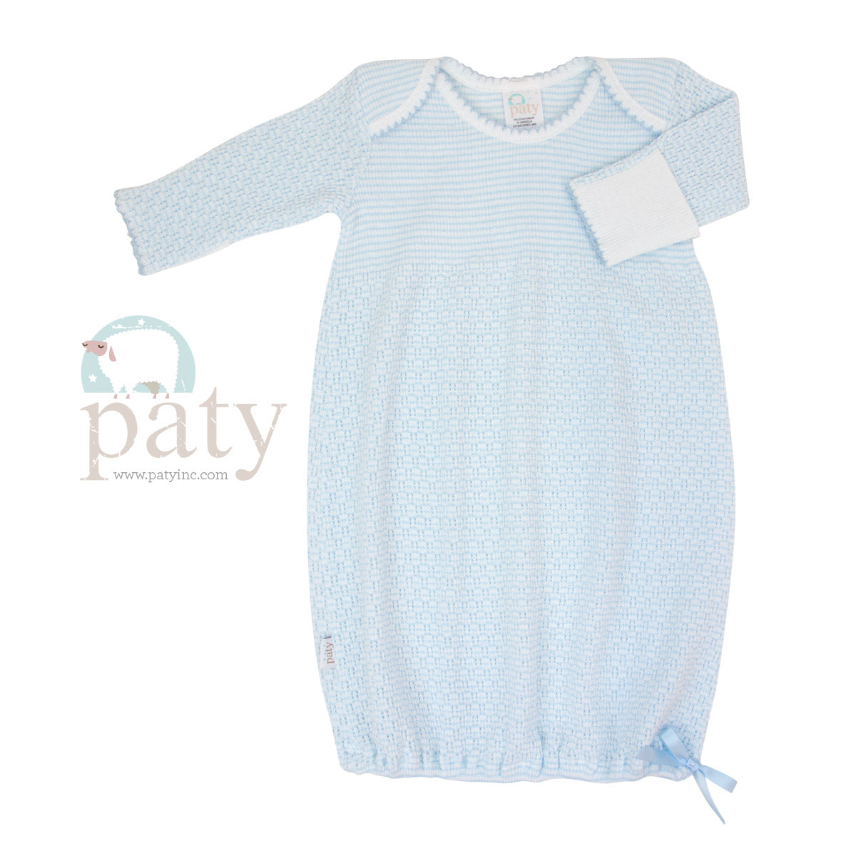 Long Sleeve Lap Shoulder Gown Baby Sleepwear Paty All Over Blue  