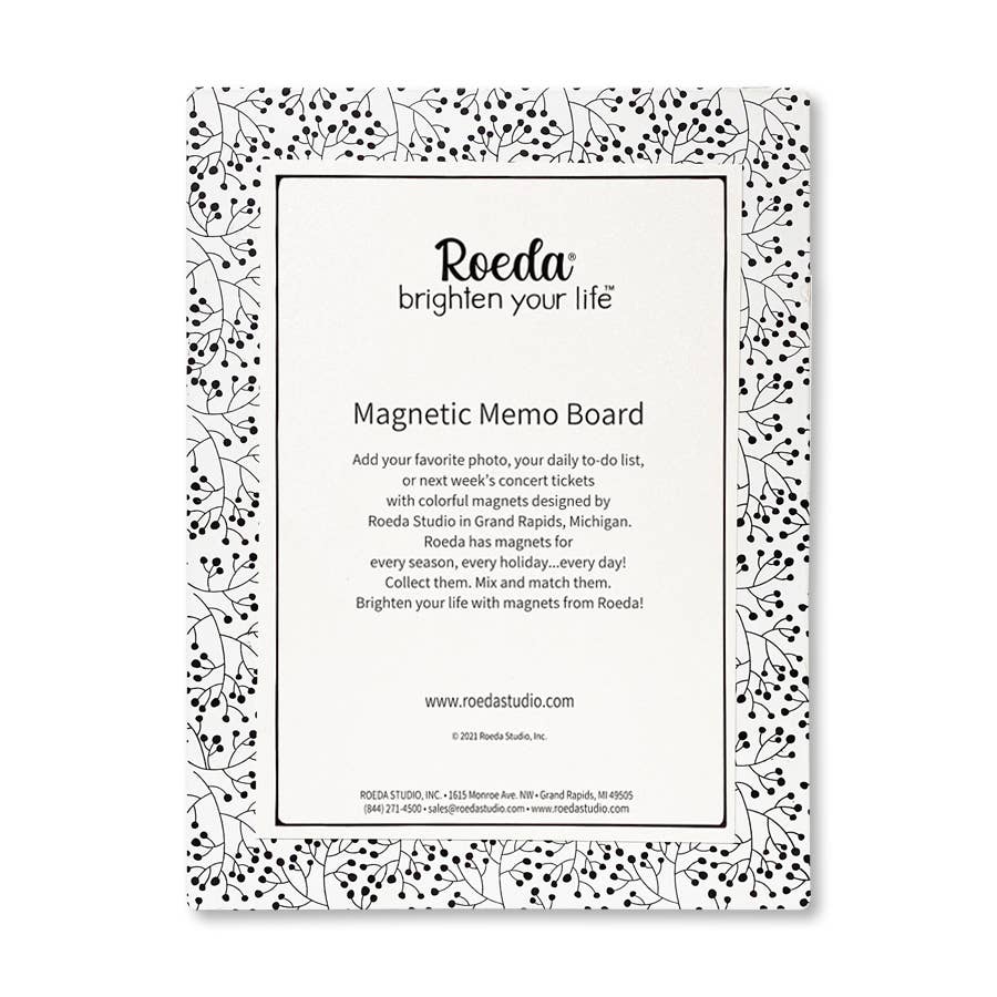 Easel w Kickstd 8.5 x 6.5 White / Black Berries Pattern Home Decor Roeda Studio