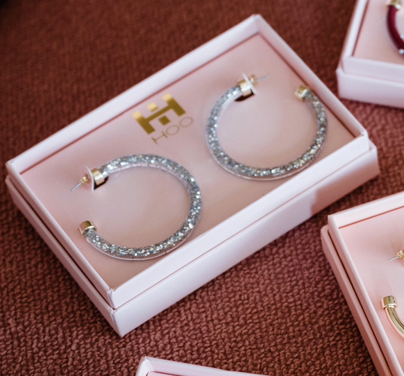 Silver Glitter Hoo Hoops Women's Jewelry Hoo Hoops