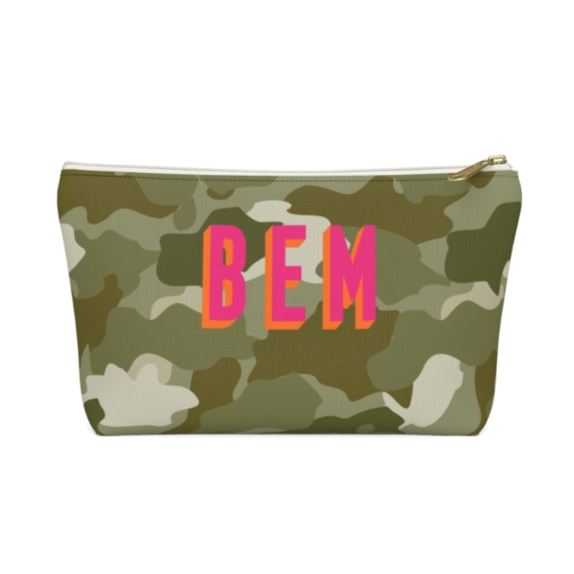 Small Zippered Pouch - Camo Green Gifts Clairebella