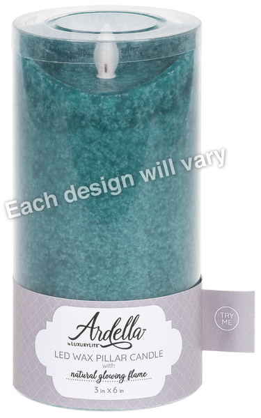 3x6 Wax LED Mottled Pillar Candle - Blue Home Decor Midwest-CBK