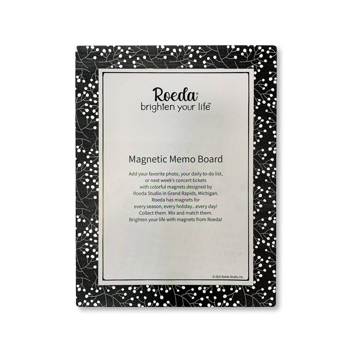 Easel w/ Kickstd 8.5x6.5 Black/White Berries Pattern Home Decor Roeda Studio