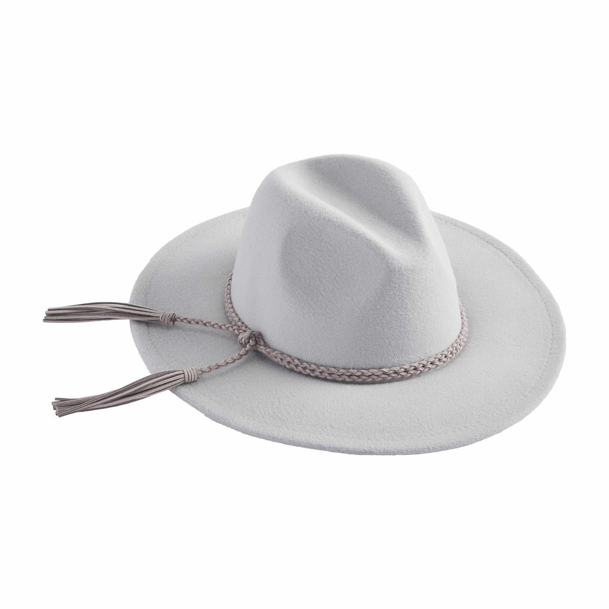 Solid Braided Fedora - Gray Women's Accessories Mudpie