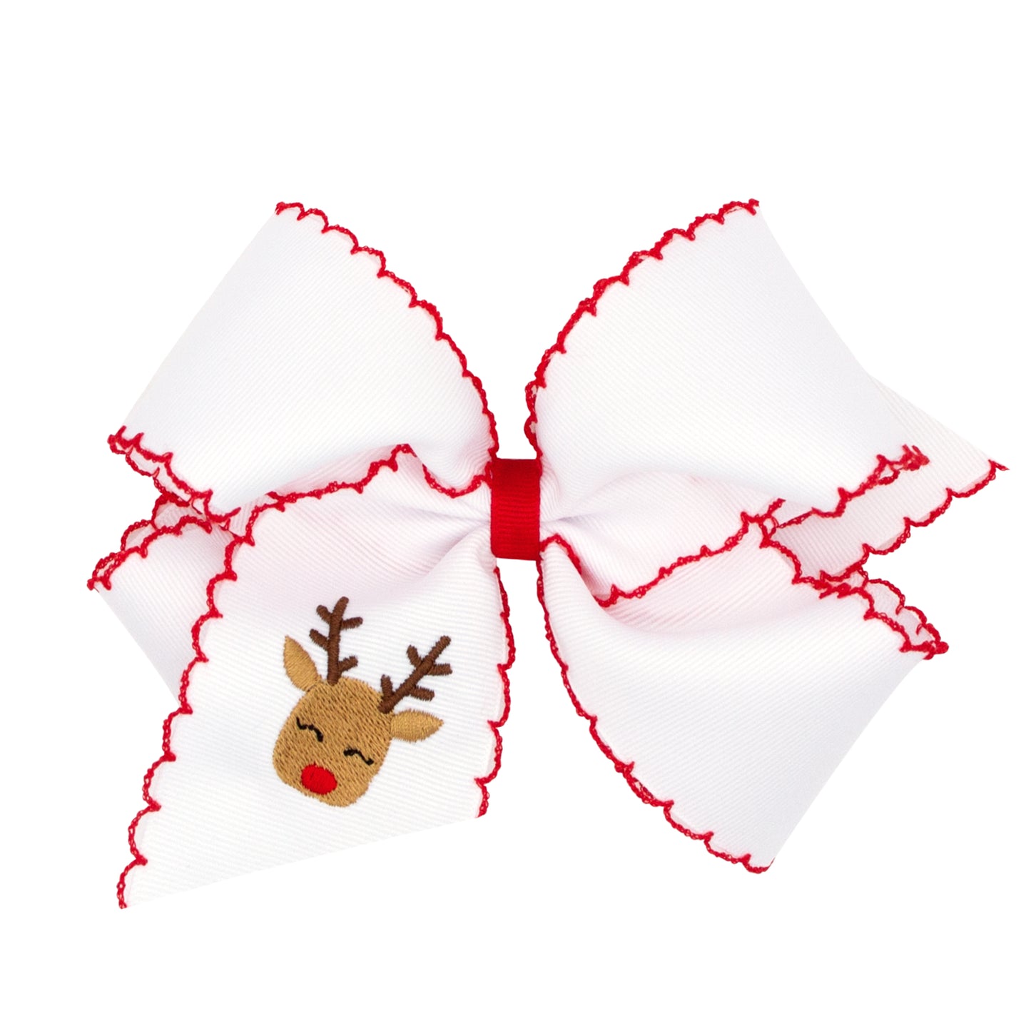 King Moonstitch Embroidered Christmas Bow - Reindeer Accessories Wee Ones