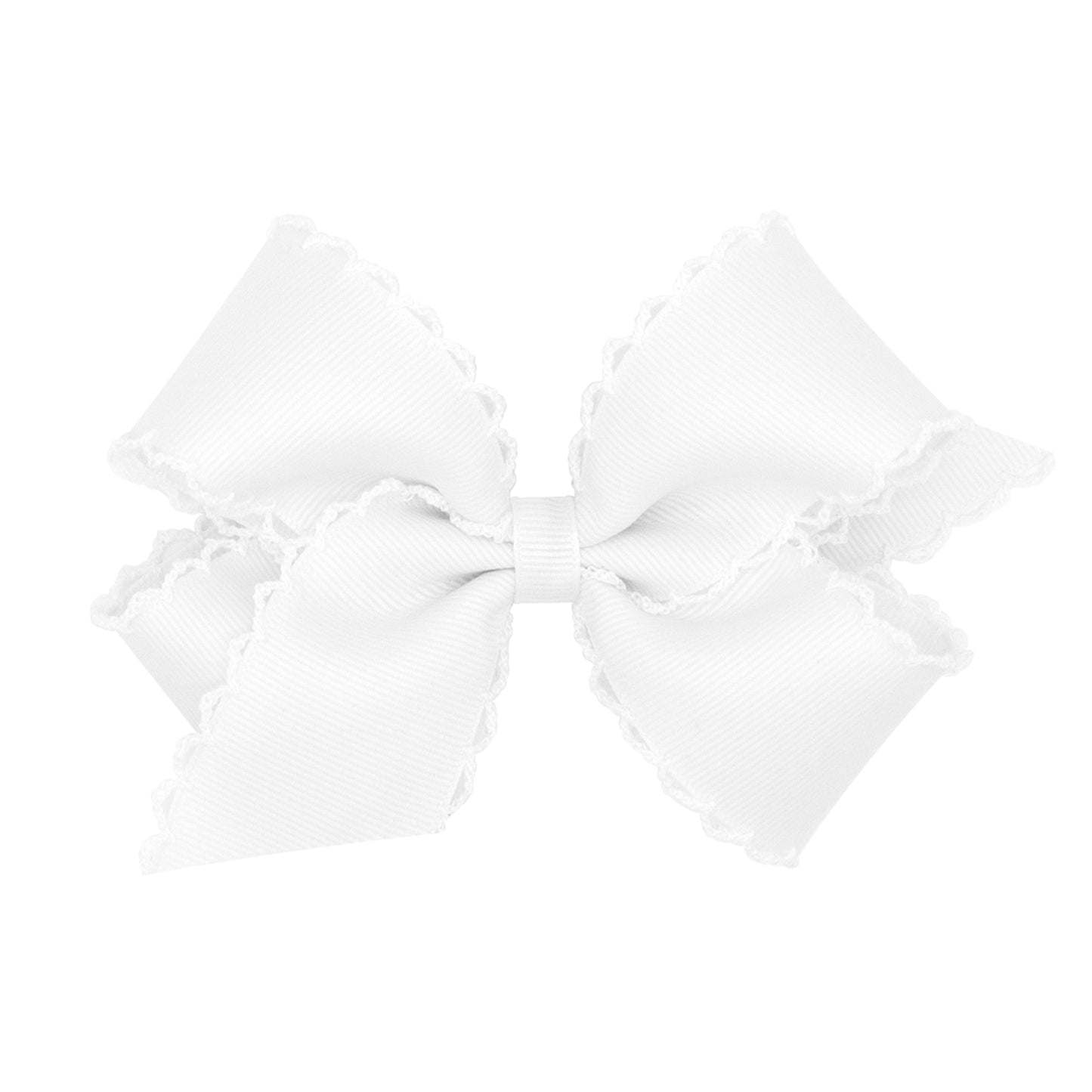 Medium Monotone Moonstitch Grosgrain Bow - White Accessories Wee Ones