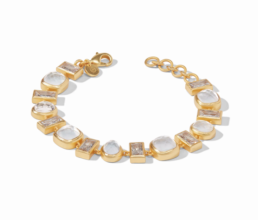 Antonia Tennis Bracelet Gold Iridescent Clear Crystal Bracelets Julie Vos