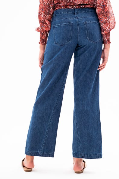 Audrey 5 Pocket Wide Leg - Dark Marine Women's Clothing Tribal