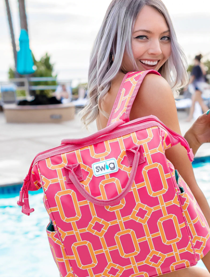 Packi Backpack Cooler - Pink Bamboo Trellis Gifts Swig