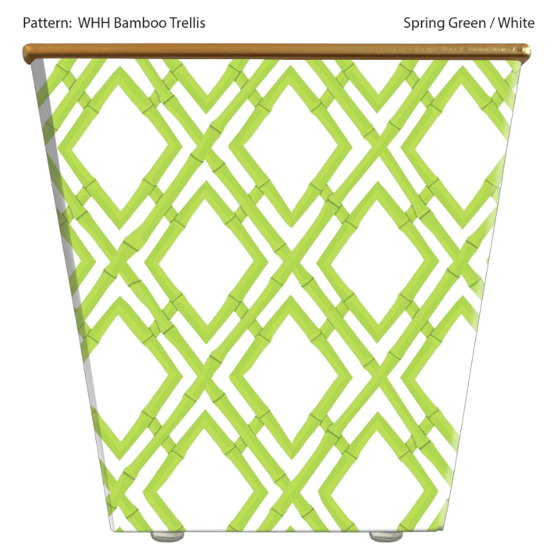 WH Hostess Spring Green Bamboo Trellis Cachepot Candle Gifts Hedge Farm