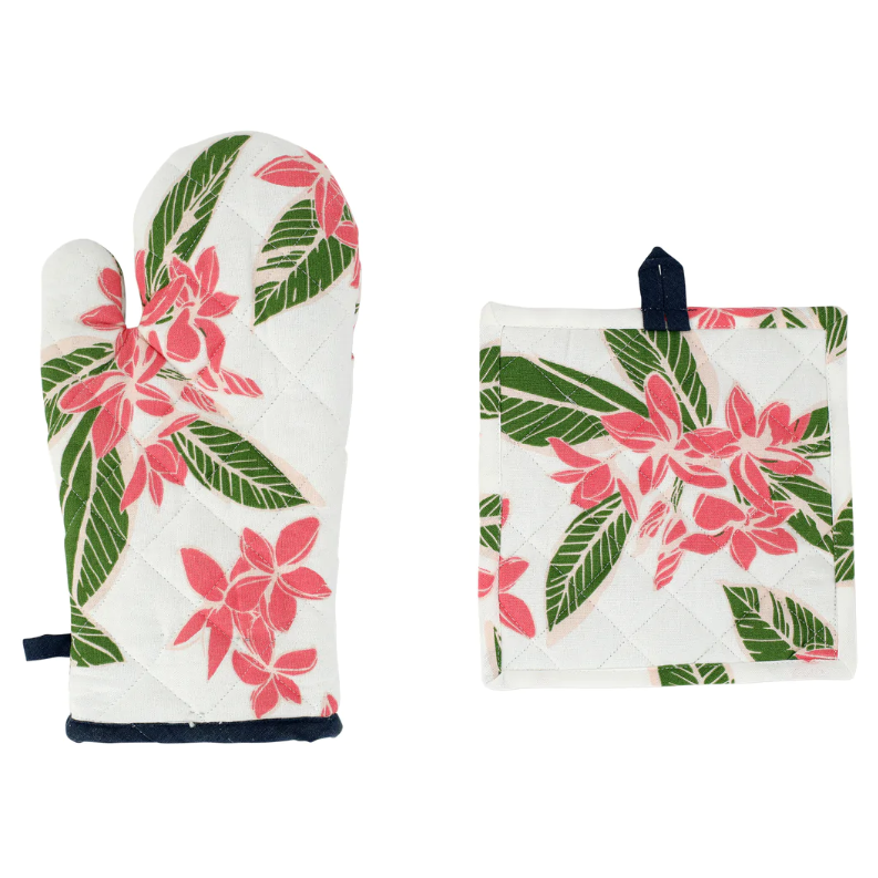 Bohemian Linens Navy/Pink Oven Mitt & Potholder Home Decor Vietri