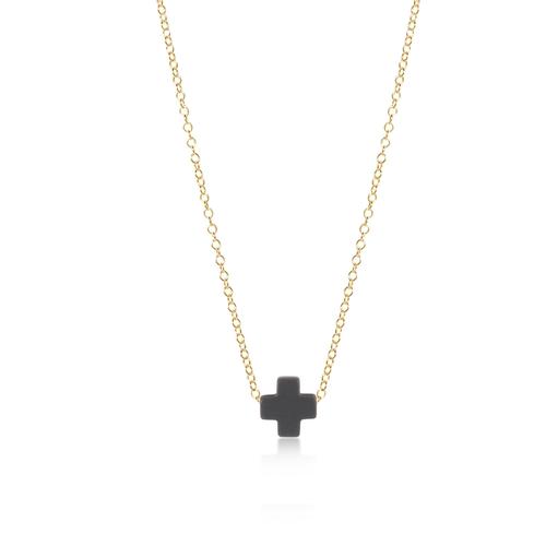 Signature Cross 16" Gold Necklace - Charcoal Women's Jewelry enewton