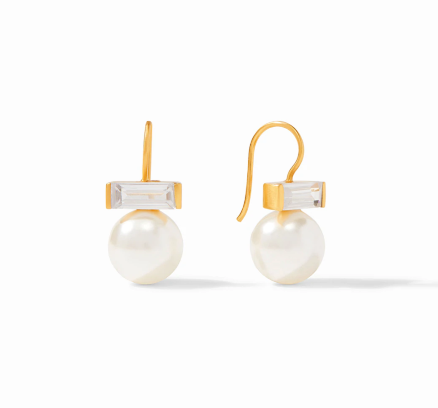 Charlotte Earring Gold Cubic Zirconia and Shell Pearl Women's Jewelry Julie Vos