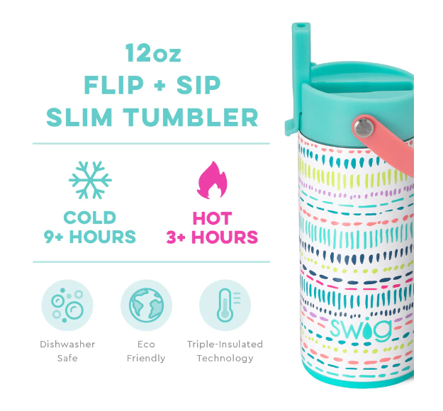 Dipsy Dots Flip + Sip Slim Tumbler (12oz) Gifts Swig