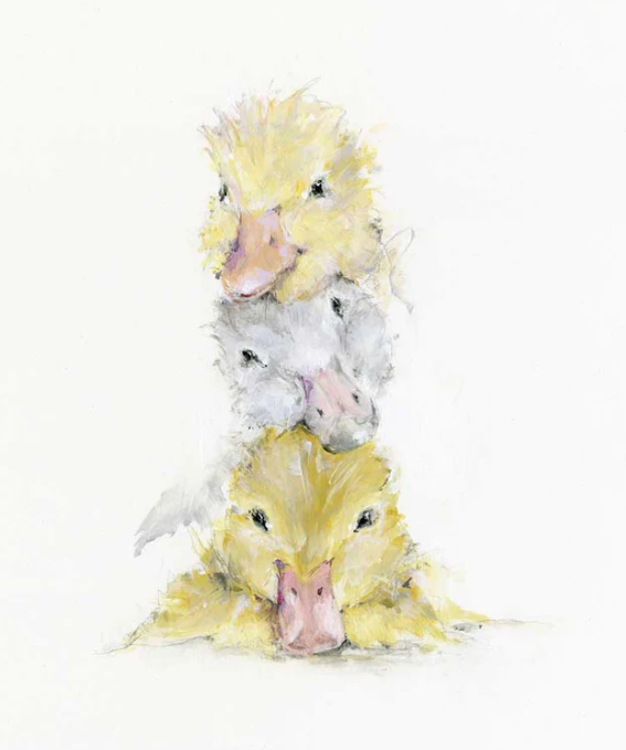 Duckling Stack Mini Framed Canvas 5x10 Home Decor Greenbox Art