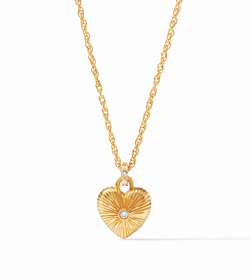 Esme Heart Solitaire Necklace Gold Cubic Zirconia Necklaces Julie Vos