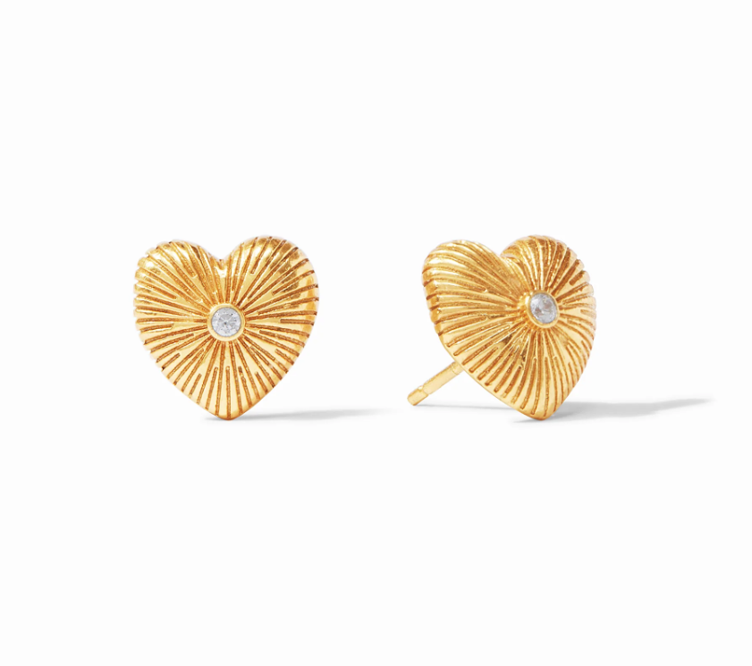 Esme Heart Stud Gold Cubic Zirconia Earrings Julie Vos