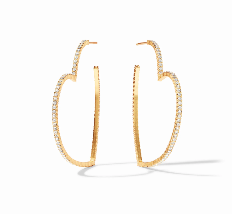 Esme Heart CZ Hoop Gold Cubic Zirconia Large Earrings Julie Vos