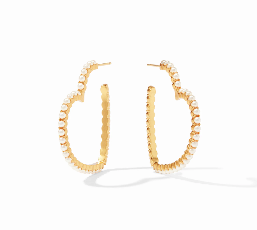 Esme Heart Pearl Hoop Gold Pearl Medium Earrings Julie Vos