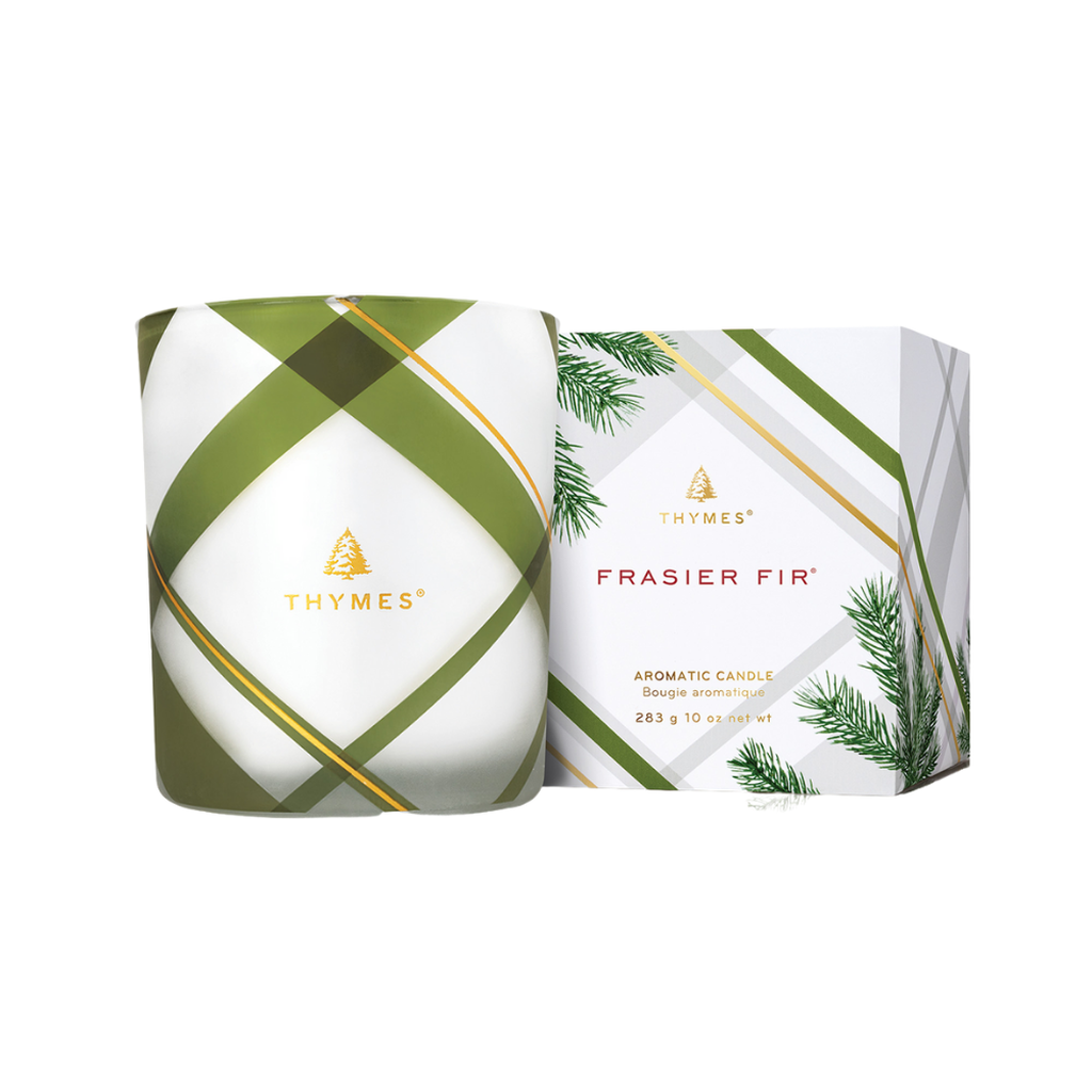 Frasier Fir Medium Frosted Plaid Candle Gifts Thymes