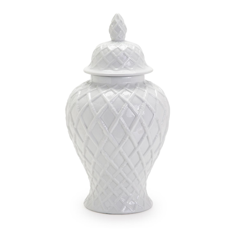 Faux Bamboo Fretwork Decorative Temple Jar Home Decor Two's Company
