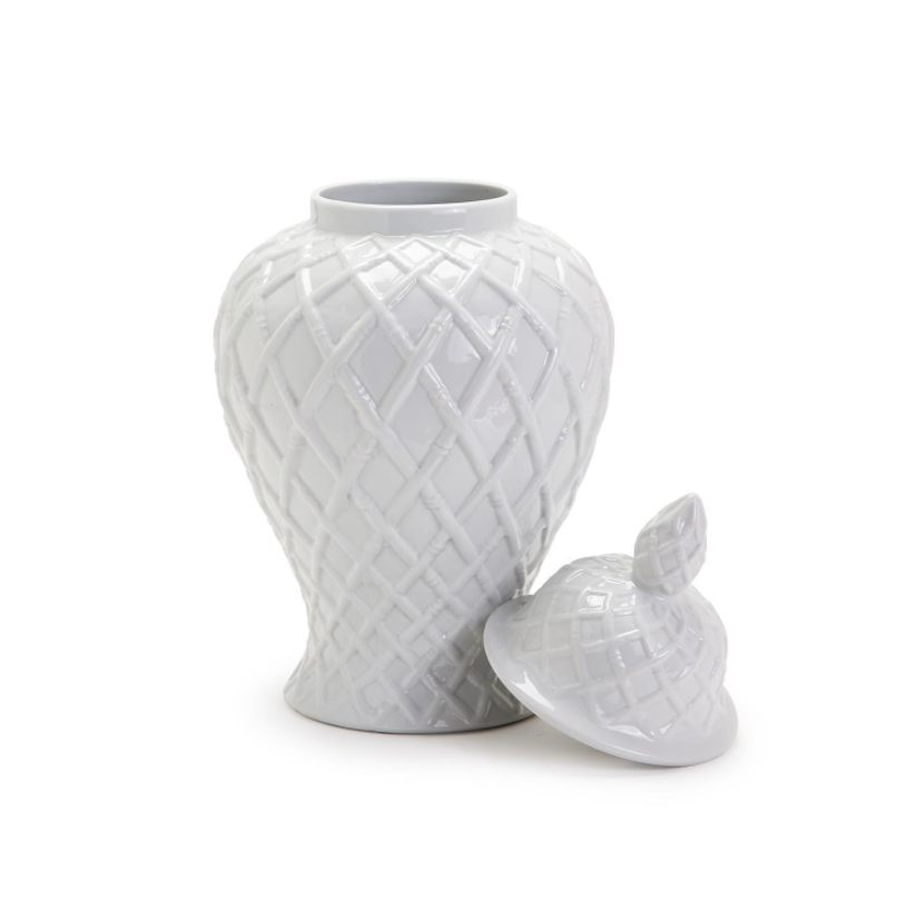 Faux Bamboo Fretwork Decorative Temple Jar Home Decor Two's Company