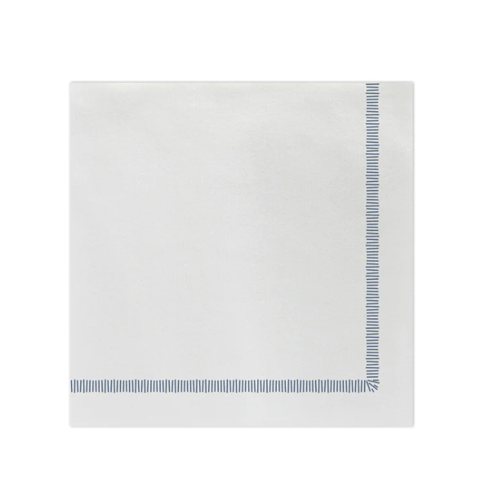 Papersoft Napkins Fringe Blue Dinner Napkins (Pack of 20) Home Decor Vietri