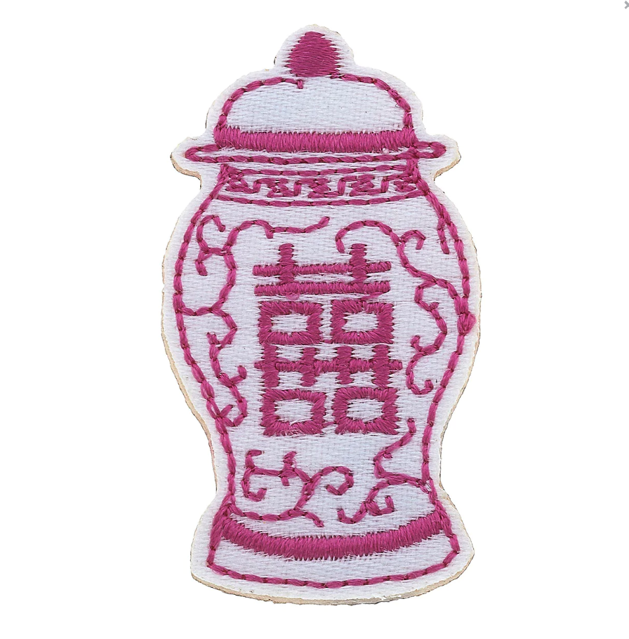Stuck on You Ginger Jar Double Happiness Patch - Pink & White Women's Accessories Canvas