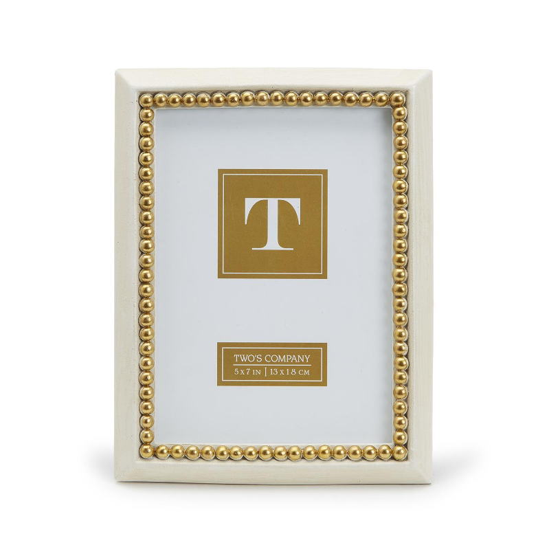 Gold Beads Photo Frame 5x7 Home Decor Two's Company