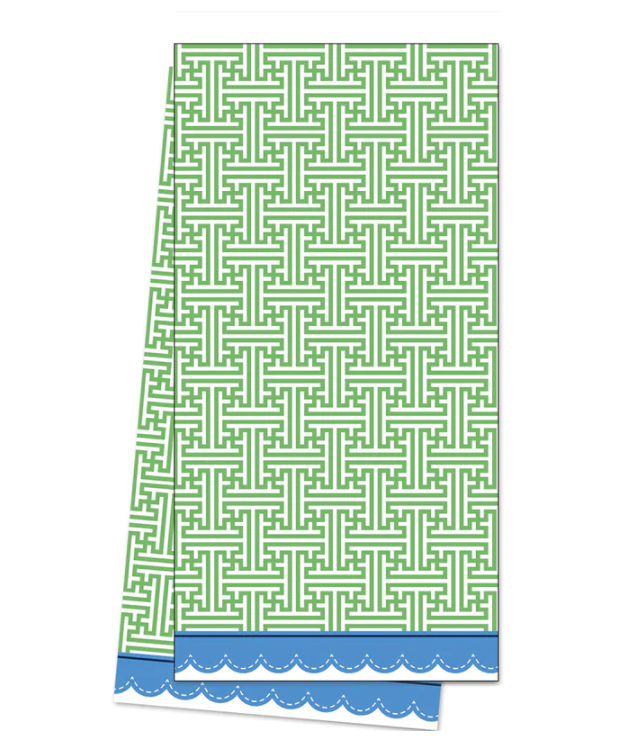 Grass Greek Key Cotton Tea Towel Gifts WH Hostess