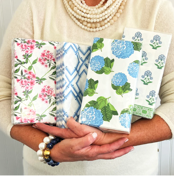Floral Block Print Guest Towels Gifts WH Hostess