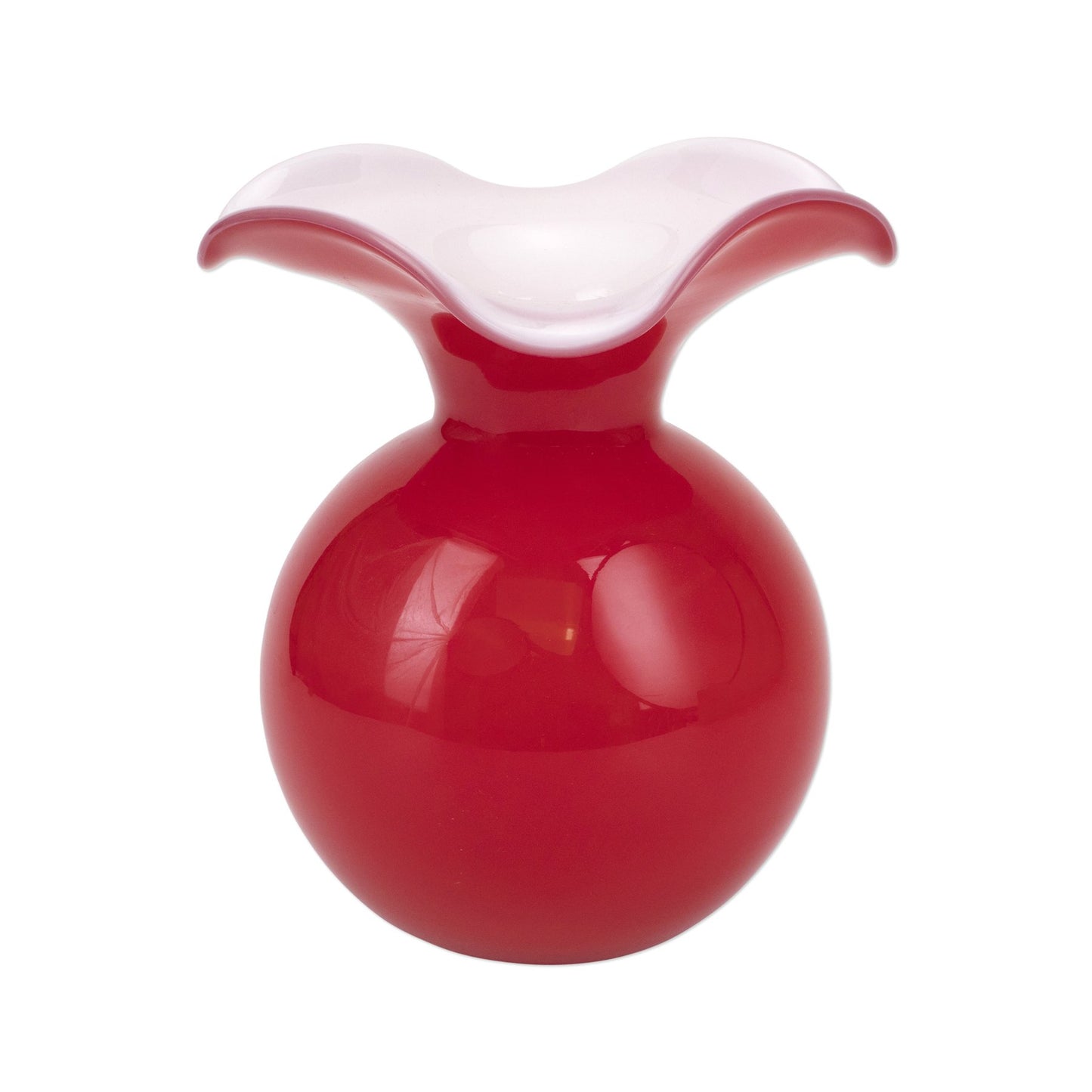Hibiscus Glass Red Medium Fluted Vase Home Decor Vietri