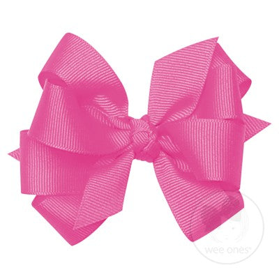 Double Mini Bow w/ Knot Wrap Kids Hair Accessories Wee Ones hot pink  