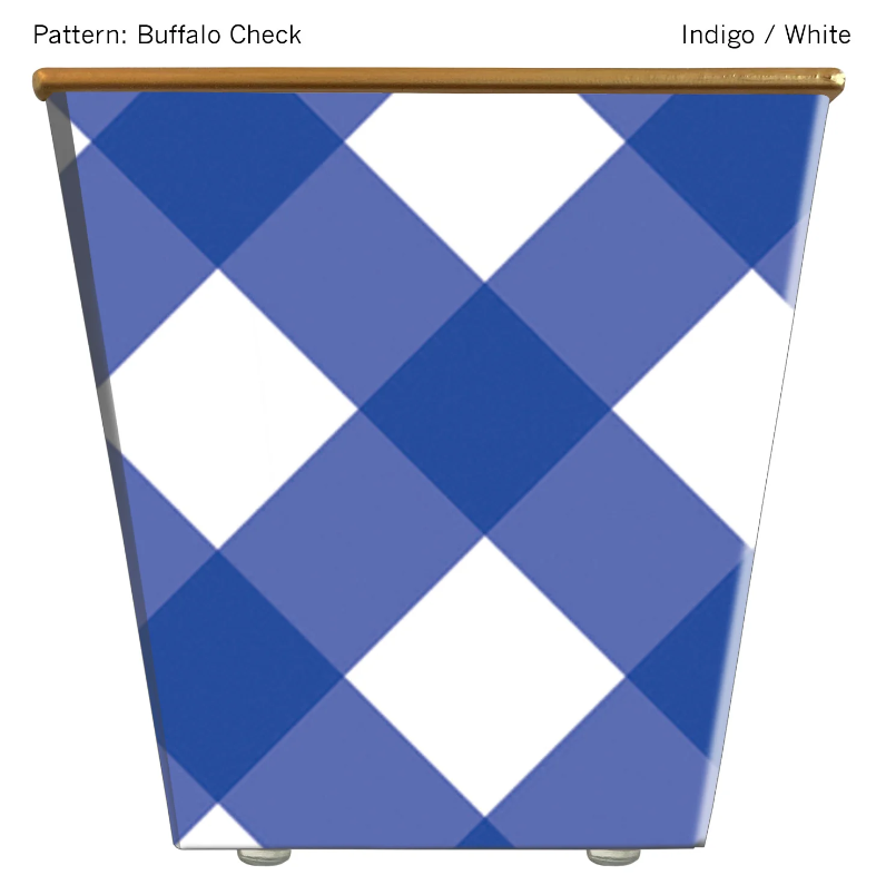 WH Hostess Indigo Buffalo Check Cachepot Candle Gifts Hedge Farm