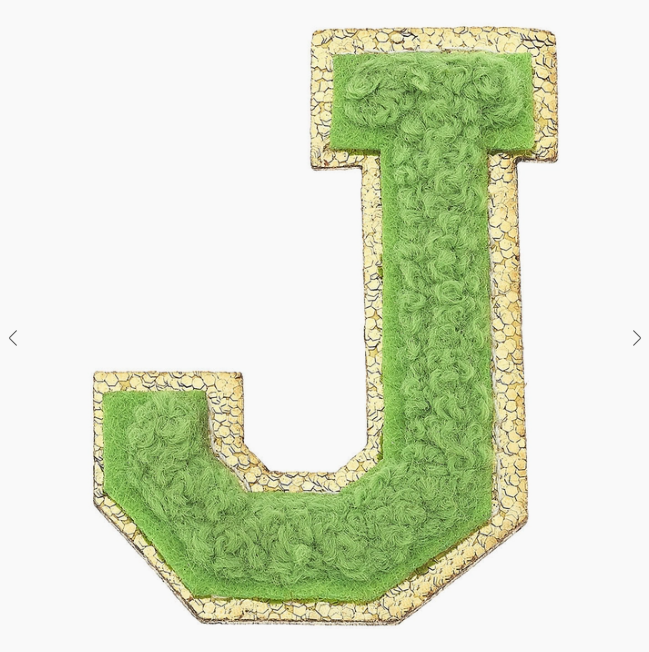 Stuck on You Large Chenille Glitter Varsity Letter Patch Misc Accessories Canvas J  