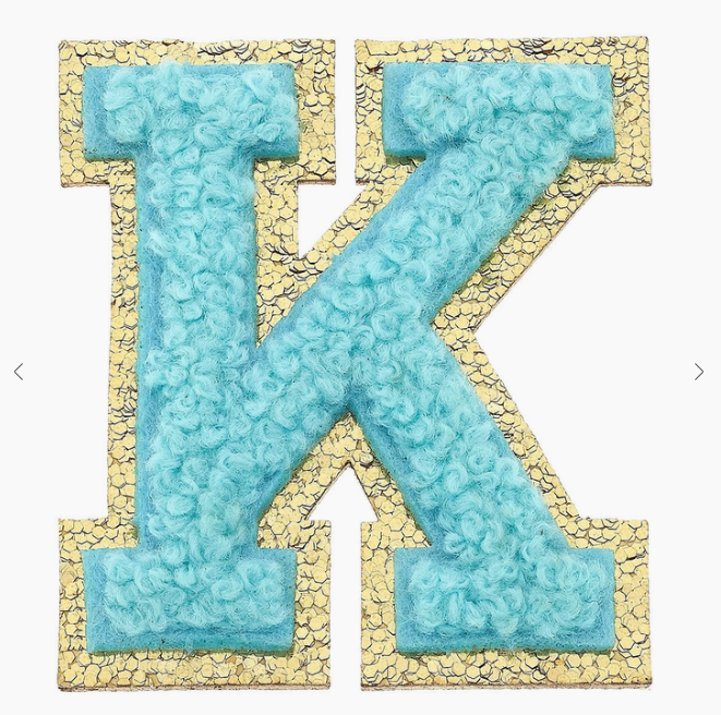 Stuck on You Large Chenille Glitter Varsity Letter Patch Misc Accessories Canvas K  