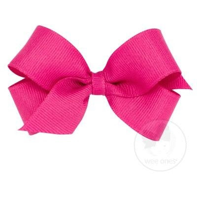 Mini Grosgrain Bow Kids Hair Accessories Wee Ones Shocking Pink  
