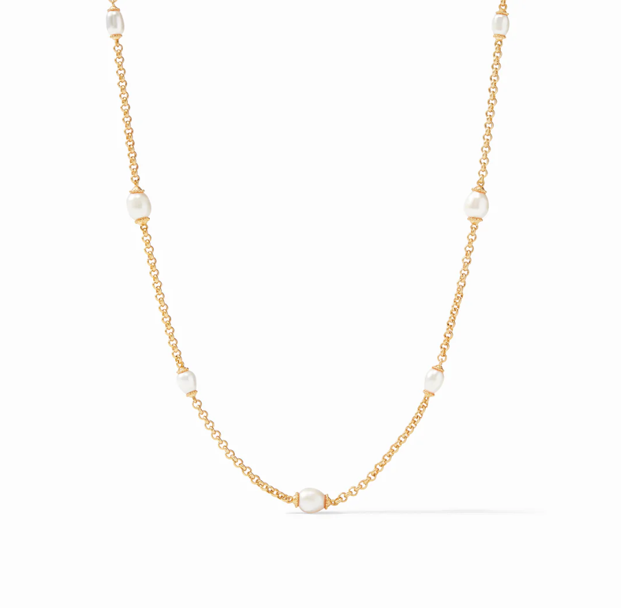 Marbella Station Necklace - Freshwater Pearl Necklaces Julie Vos