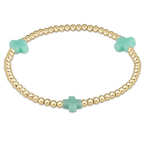 Signature Cross Gold Pattern 3mm Bead Bracelet - Mint Bracelets enewton